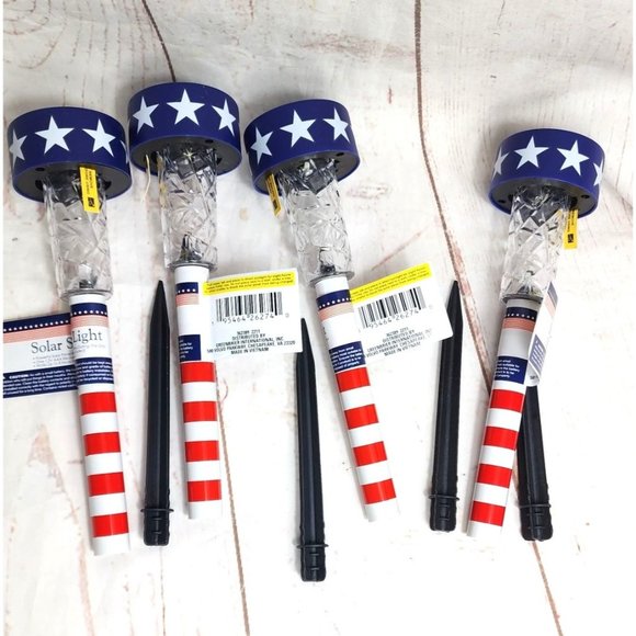 4 United States of America Red, White & Blue Patriotic Solar Stake Lights - Picture 13 of 16